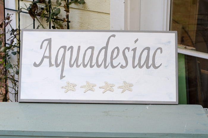 Aquadesiac hand painted sign, FlowerPatchFarmhouse.com