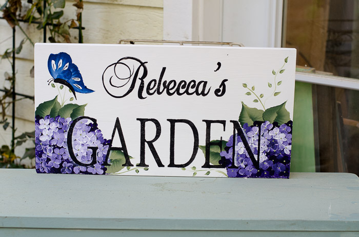 Rebeccas Garden hand painted sign, FlowerPatchFarmhouse.com