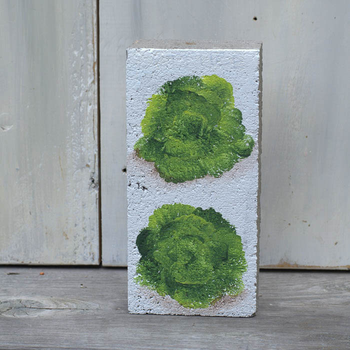 How to Paint Lettuce on brick for a garden marker, FlowerPatchFarmhouse.com