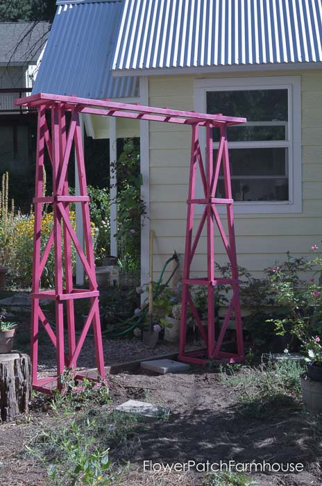 Fabulously Easy DIY Garden Arbor, build one in a day for under $60. FlowerPatchFarmhouse.com