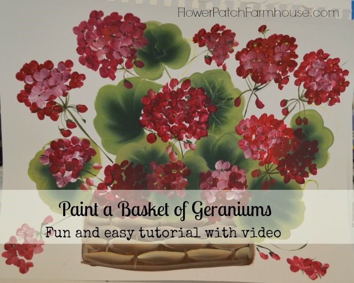 How to Paint a Basket of Red Geraniums tutorial