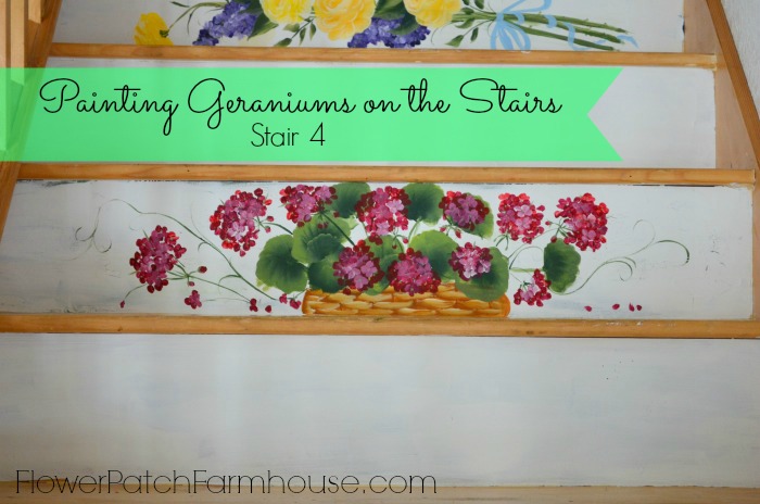 Painting the Stairs 4–Geraniums in a Basket