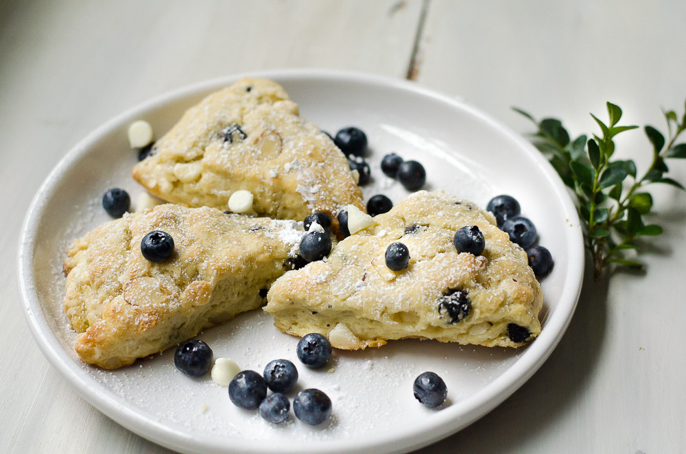 Blueberry White Chocolate Almond Scones, FlowerPatchFarmhouse.com