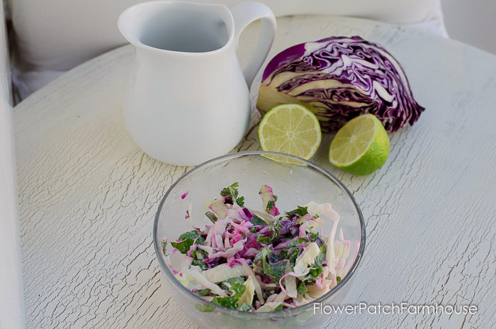 Poblano Kale Coleslaw with Cilantro Lime dressing