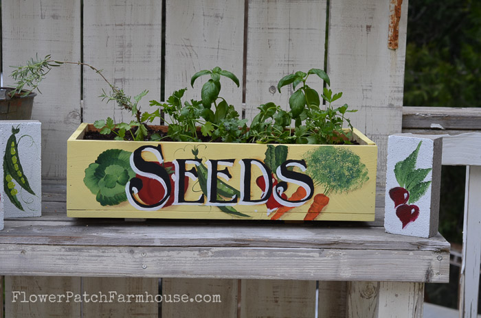 Plant a kitchen herb garden at your backdoor in this DIY crate. FlowerPatchFarmhouse.com