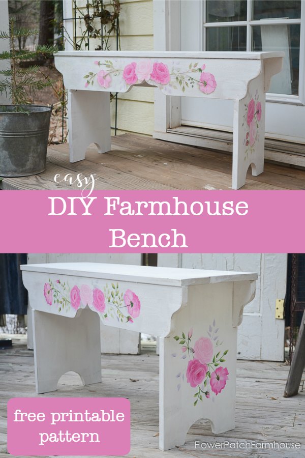 rose painted bench with wording, How to Build a Sweetheart bench