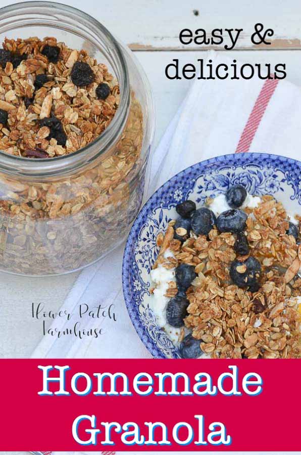 Home made granola with text overlay