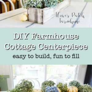 diy crate with hydrangeas and pumpkins