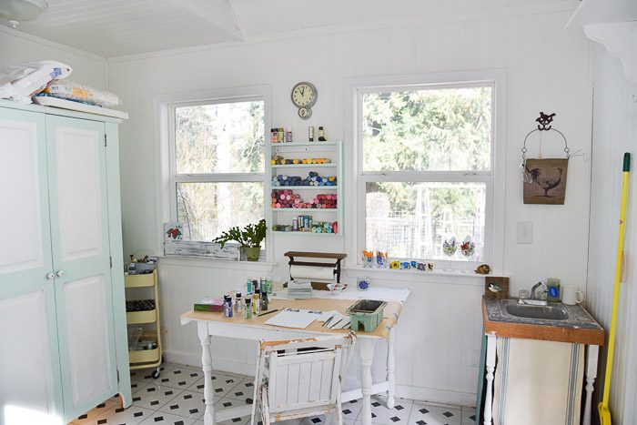 Table by windows in my Flower Patch Cottage