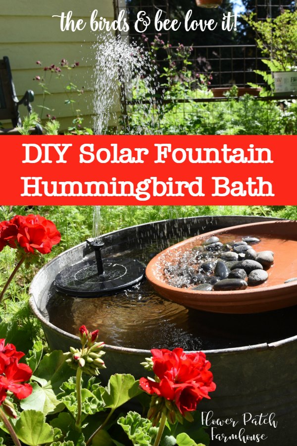 Diy Solar Fountain Hummingbird Bath Flower Patch Farmhouse