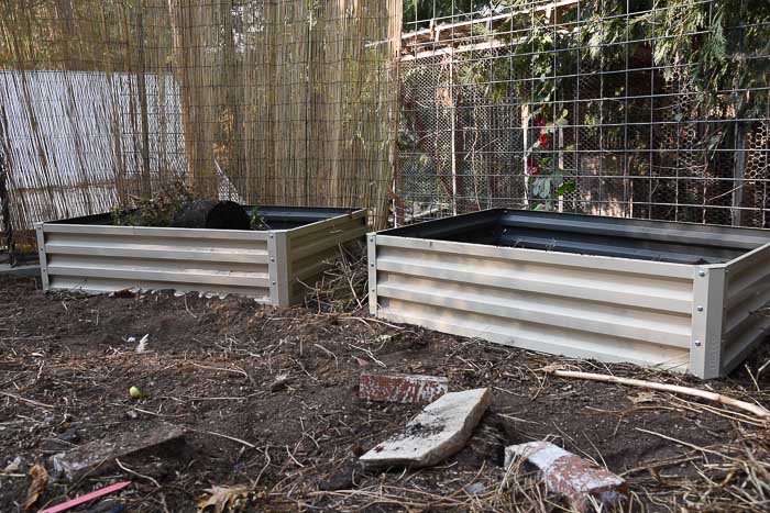 Metal raised beds.