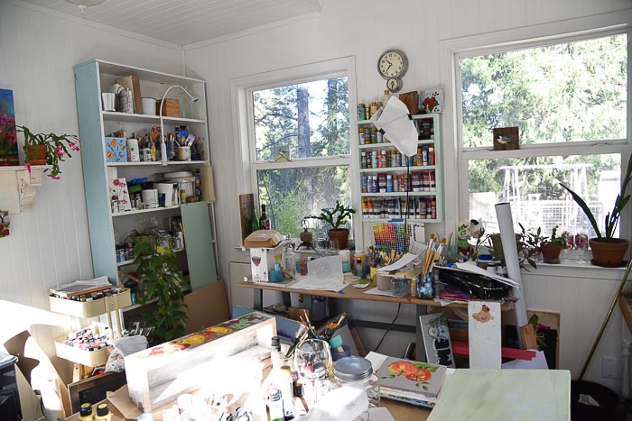 cluttered inside of my little cottage studio