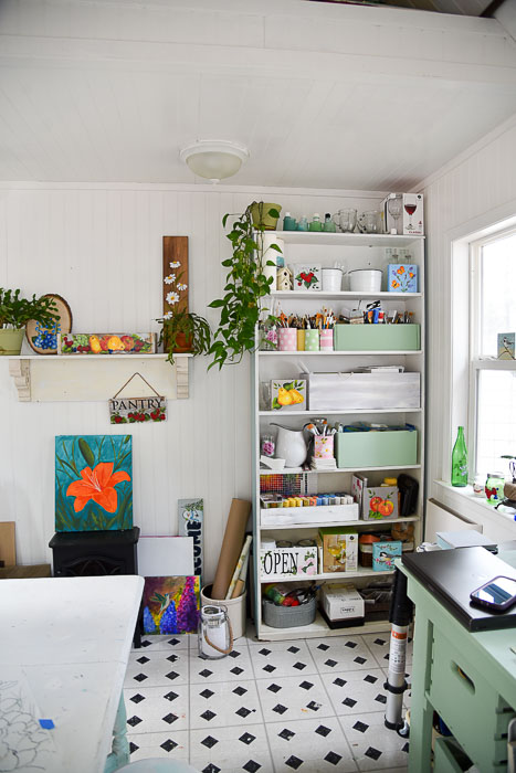 back wall after revamp of she shed studio cottage flower patch farmhouse