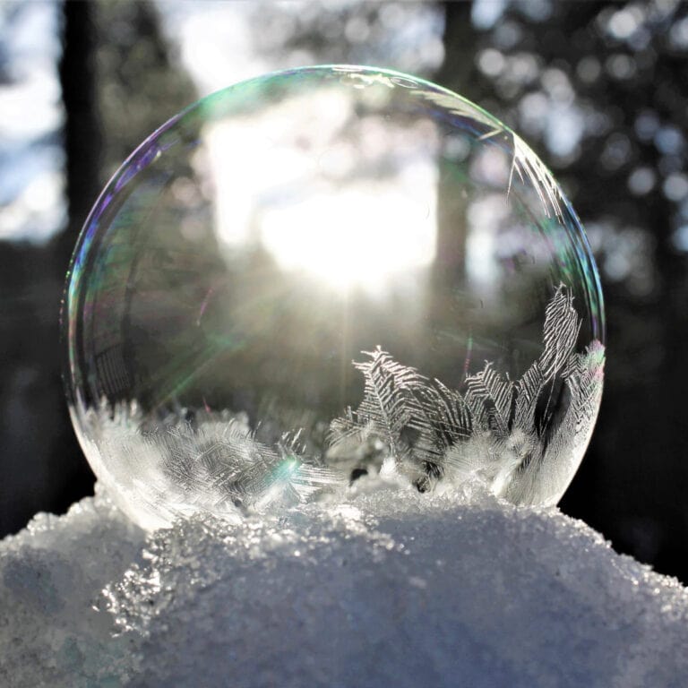 ice bubble in winter, winter sowing