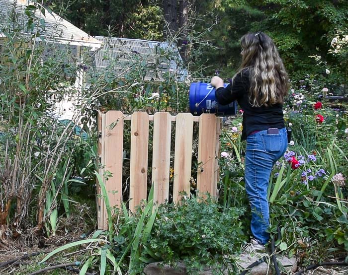 filling the DIY compost bin