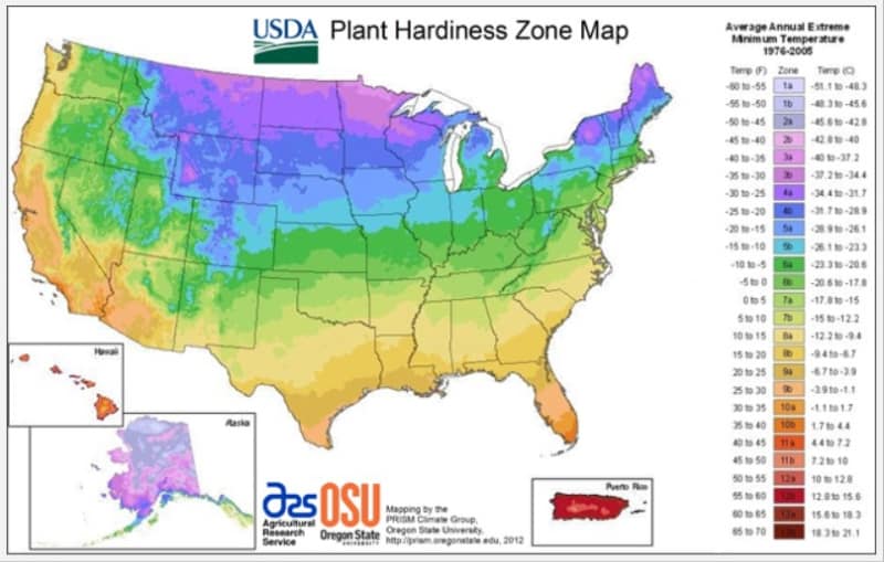 USDA zone map